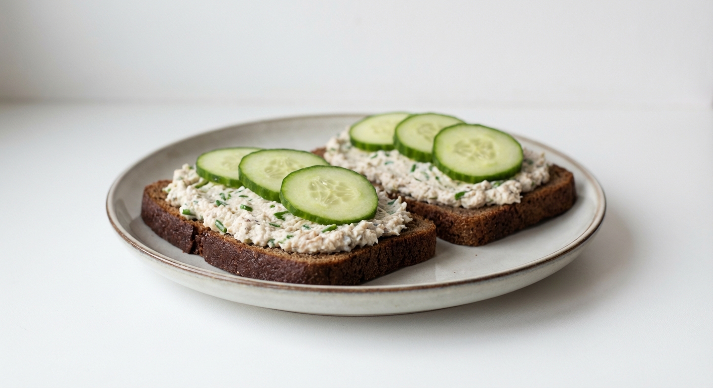 Żytnie kanapki z makrelą i ogórkiem