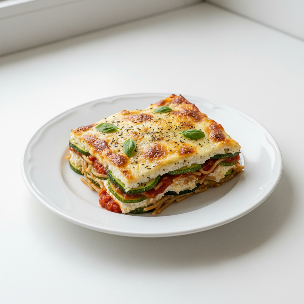 Lasagne z cukinii, ricotty i spaghetti
