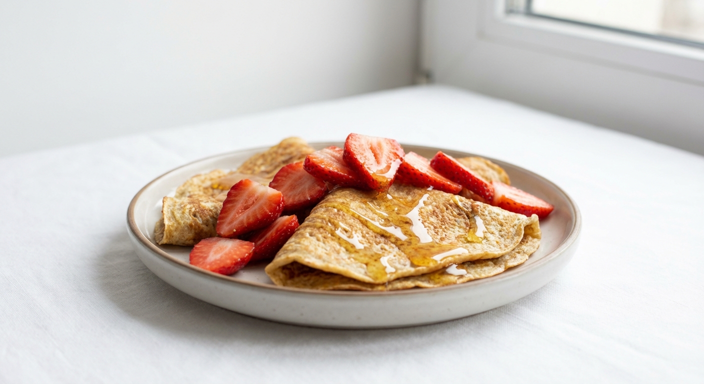 Owsiane naleśniki z truskawkami i miodem