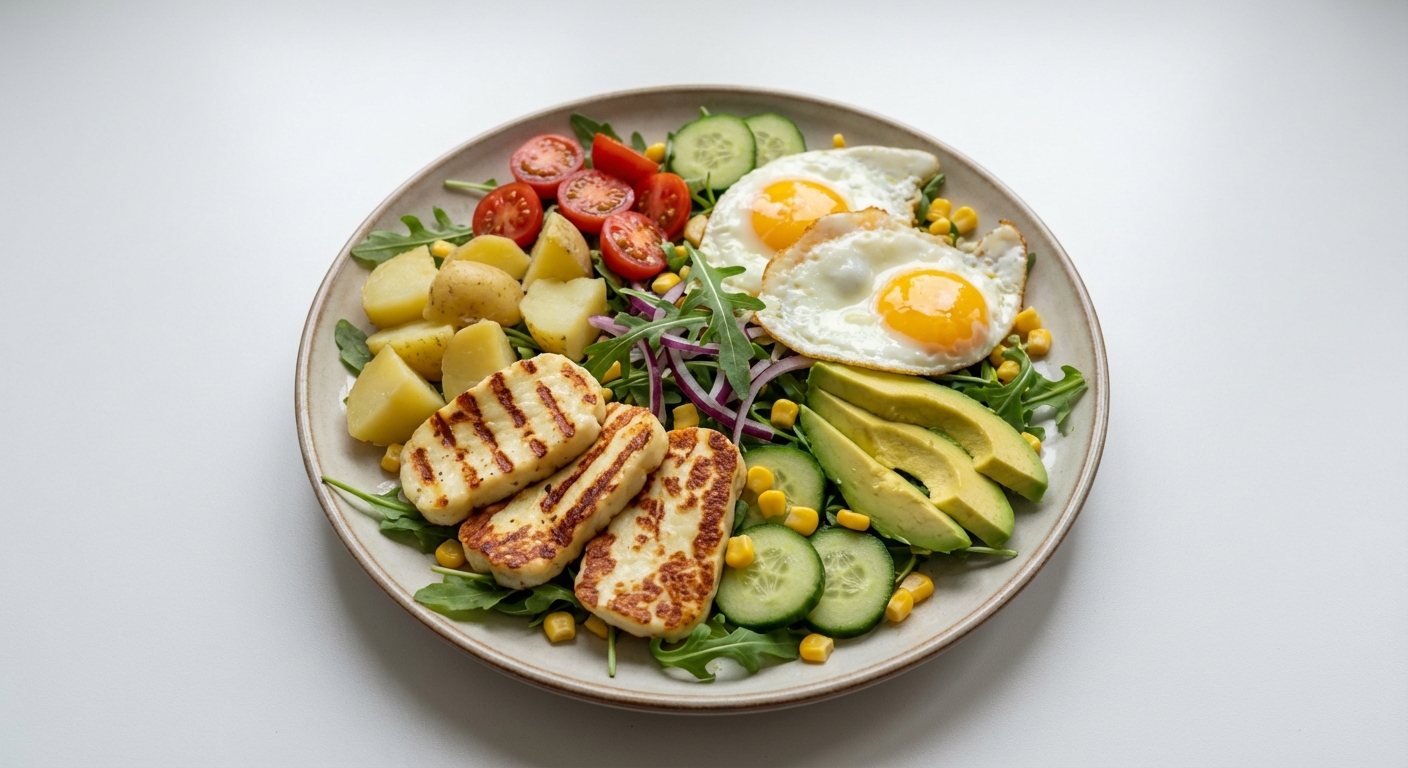 Sałatka z Halloumi, Jajkiem i Awokado