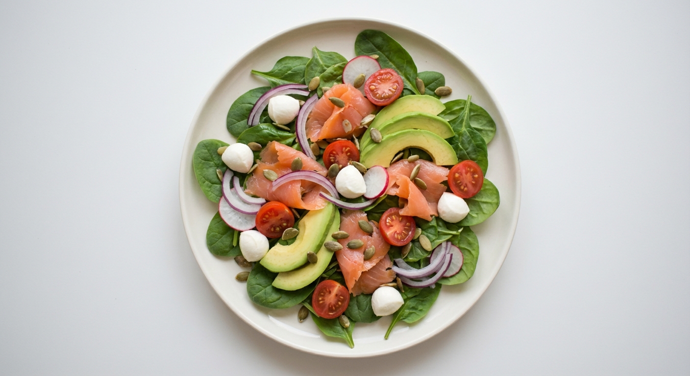 Sałatka ze Szpinaku, Łososia i Awokado