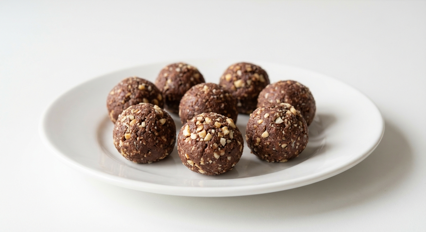 Czekoladowe Kulki z Ciecierzycy, Miodu i Orzechów