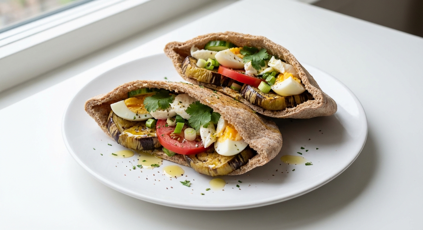 Pita z Bakłażanem, Jajkiem i Mozzarellą