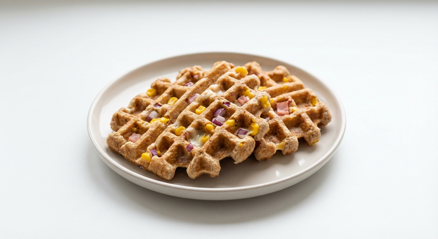 Gofry z Szynką, Mozzarellą i Kukurydzą