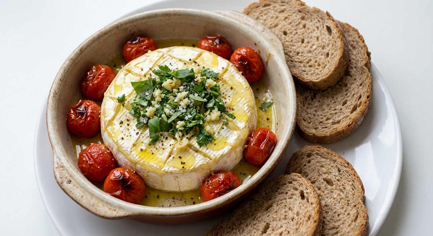 Zapiekany Camembert z Pomidorkami i Bazylią