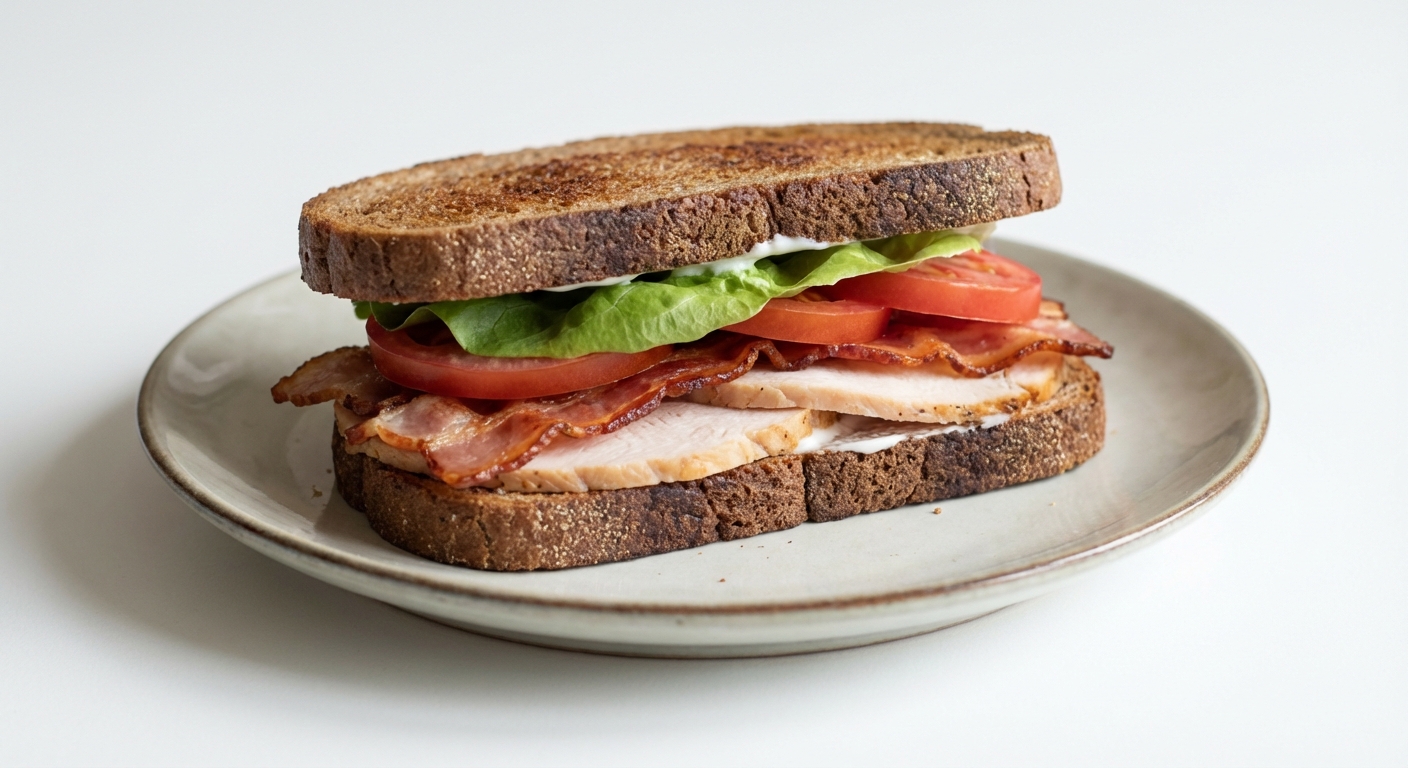 Żytnia Kanapka z Indykiem, Boczkiem i Pomidorem