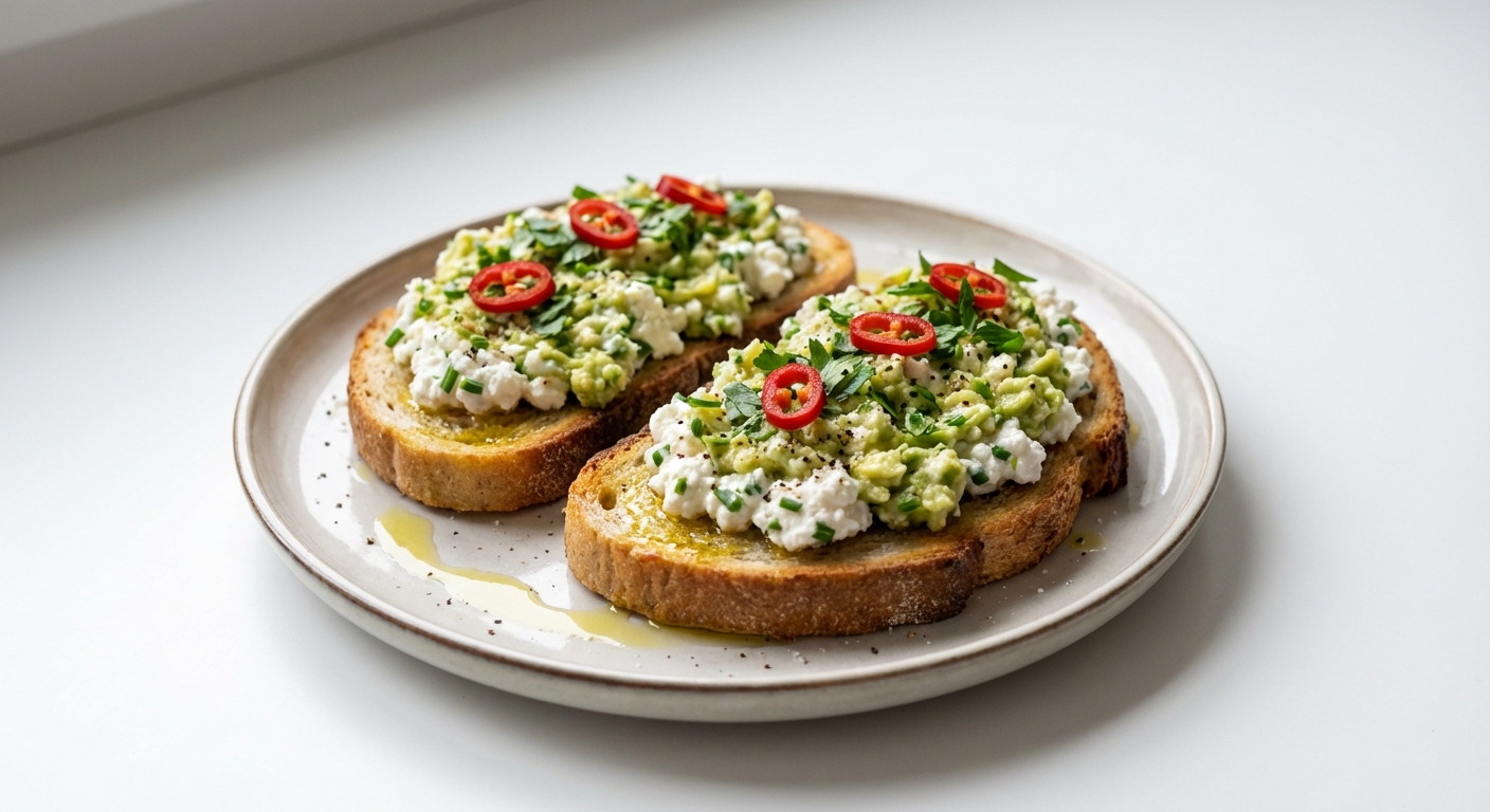 Tosty z Twarożkiem, Awokado i Chili