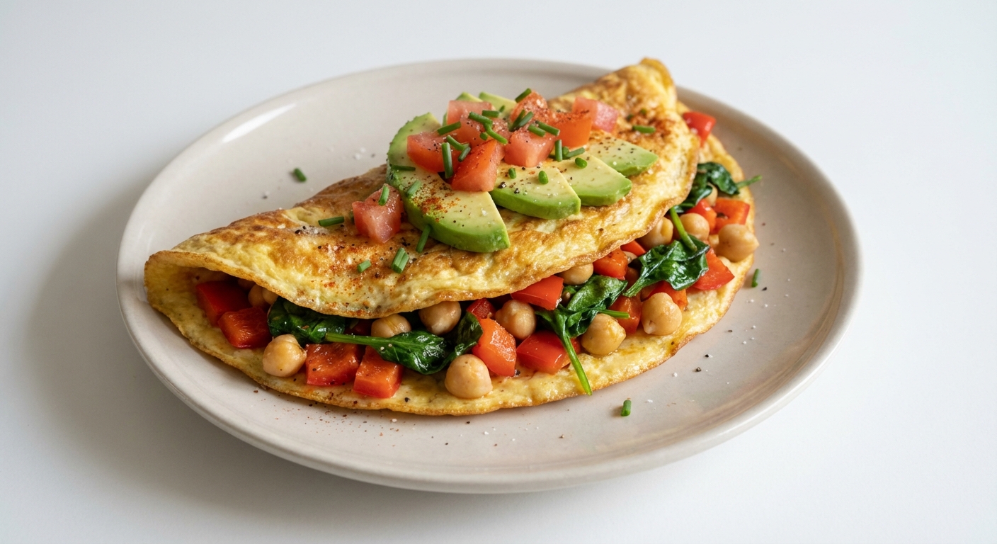 Omlet z Ciecierzycą, Papryką i Awokado