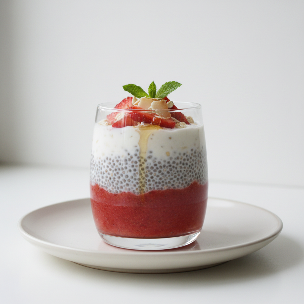 Chia z Truskawkami, Kokosem i Miodem