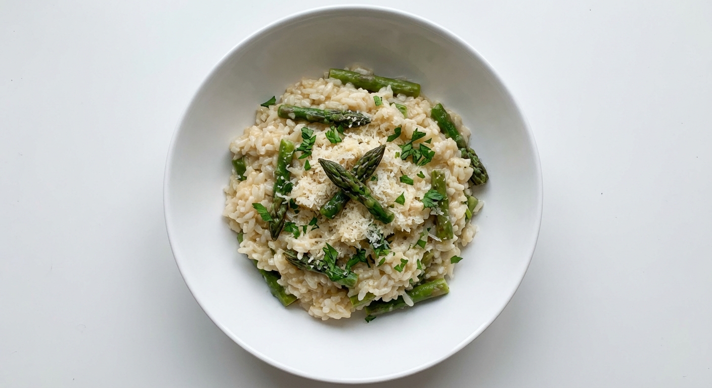 Delikatne Risotto ze Szparagami i Parmezanem