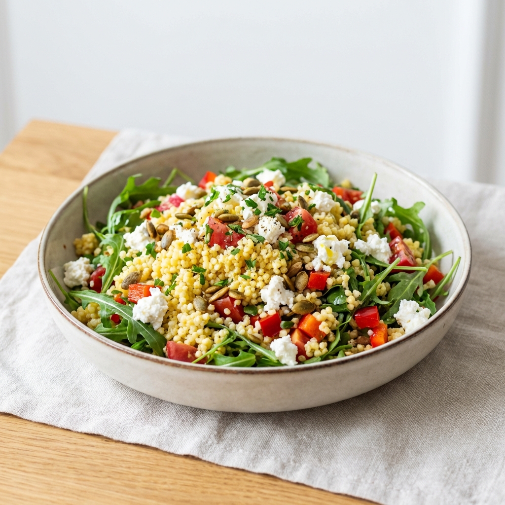 Sałatka z Kaszy Jaglanej, Rukoli i Twarogu