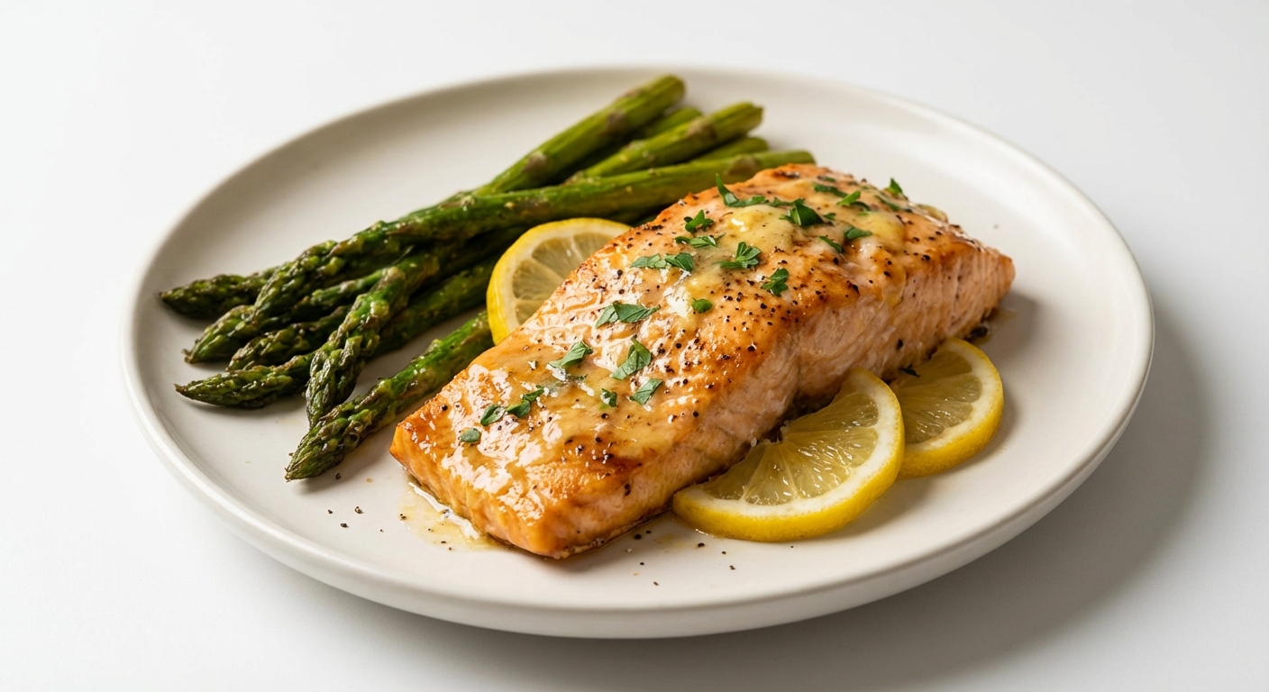 Łosoś z Cytryną, Miodem i Szparagami