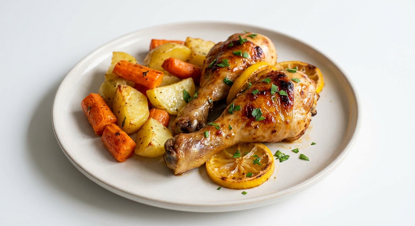 Pieczone Udka z Kurczaka, Cytryną i Warzywami