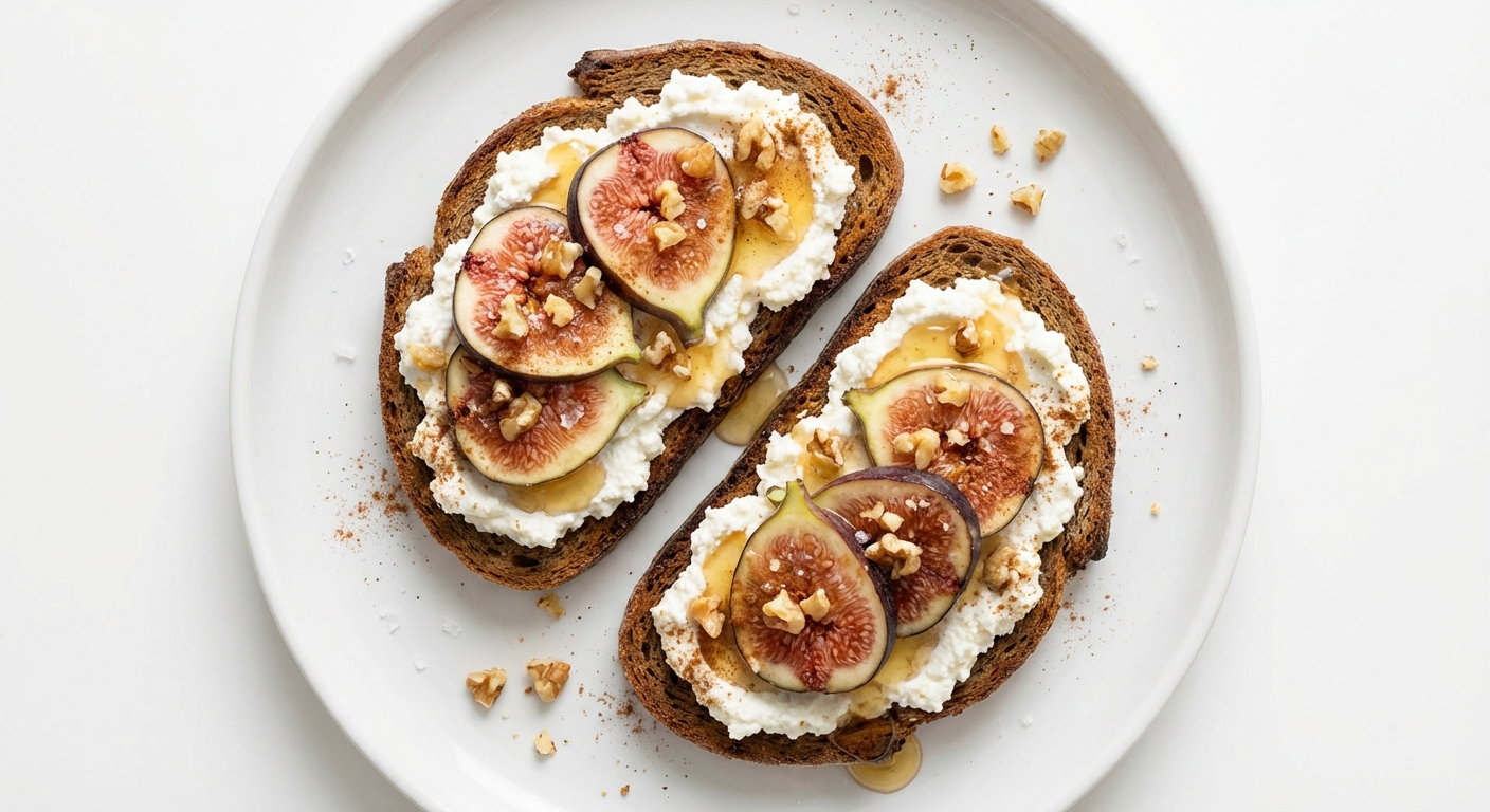 Tosty z Ricottą, Figami, Miodem i Orzechami