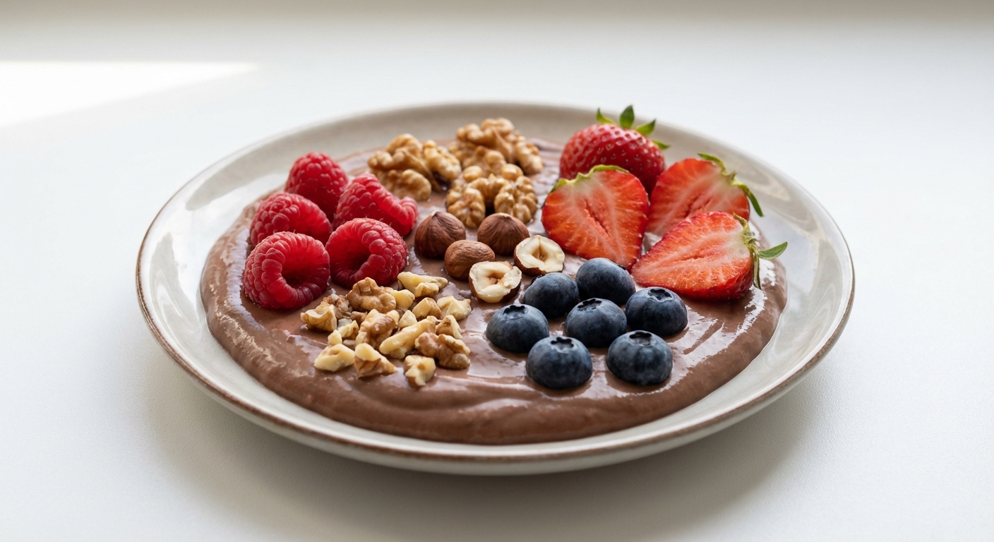 Czekoladowy Pudding z Jogurtem i Owocami