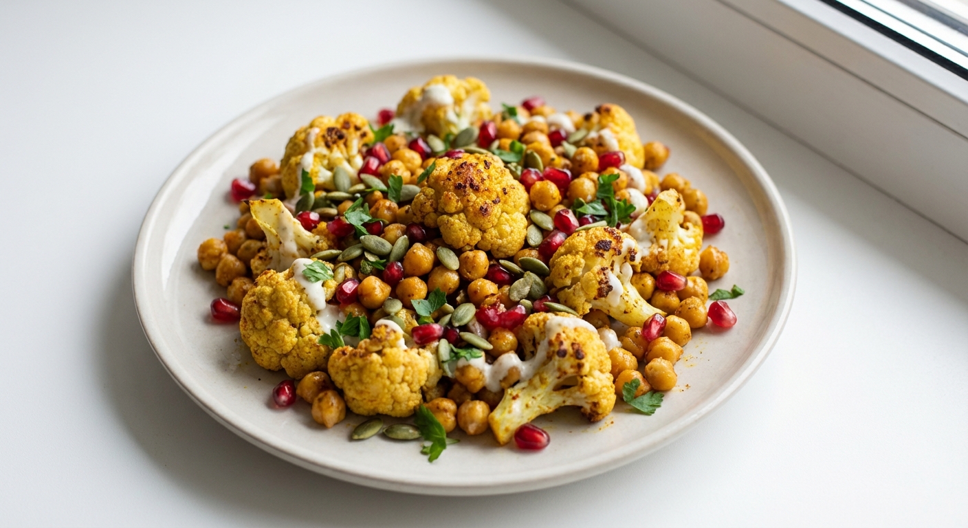 Sałatka z Kalafiora, Ciecierzycy i Granatu