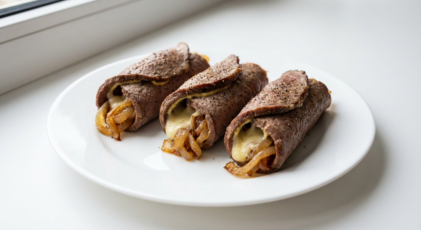 Roladki z Rostbefu, Gruyere i Cebuli