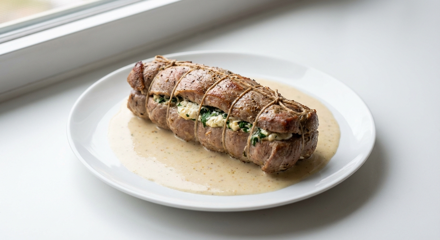 Polędwiczka z serem kozim i sosem