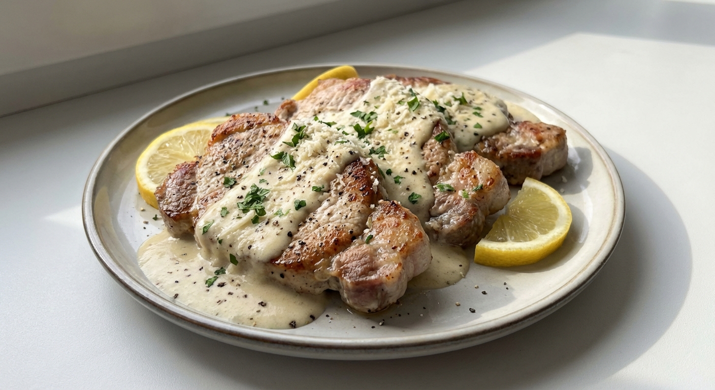 Schab w Sosie Czosnkowo-Parmezanowym