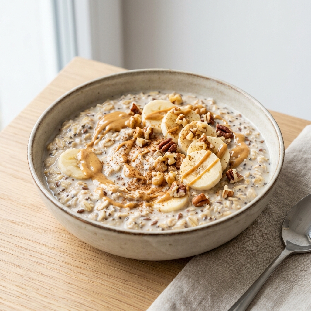 Nocna Owsianka z Bananem i Orzechami