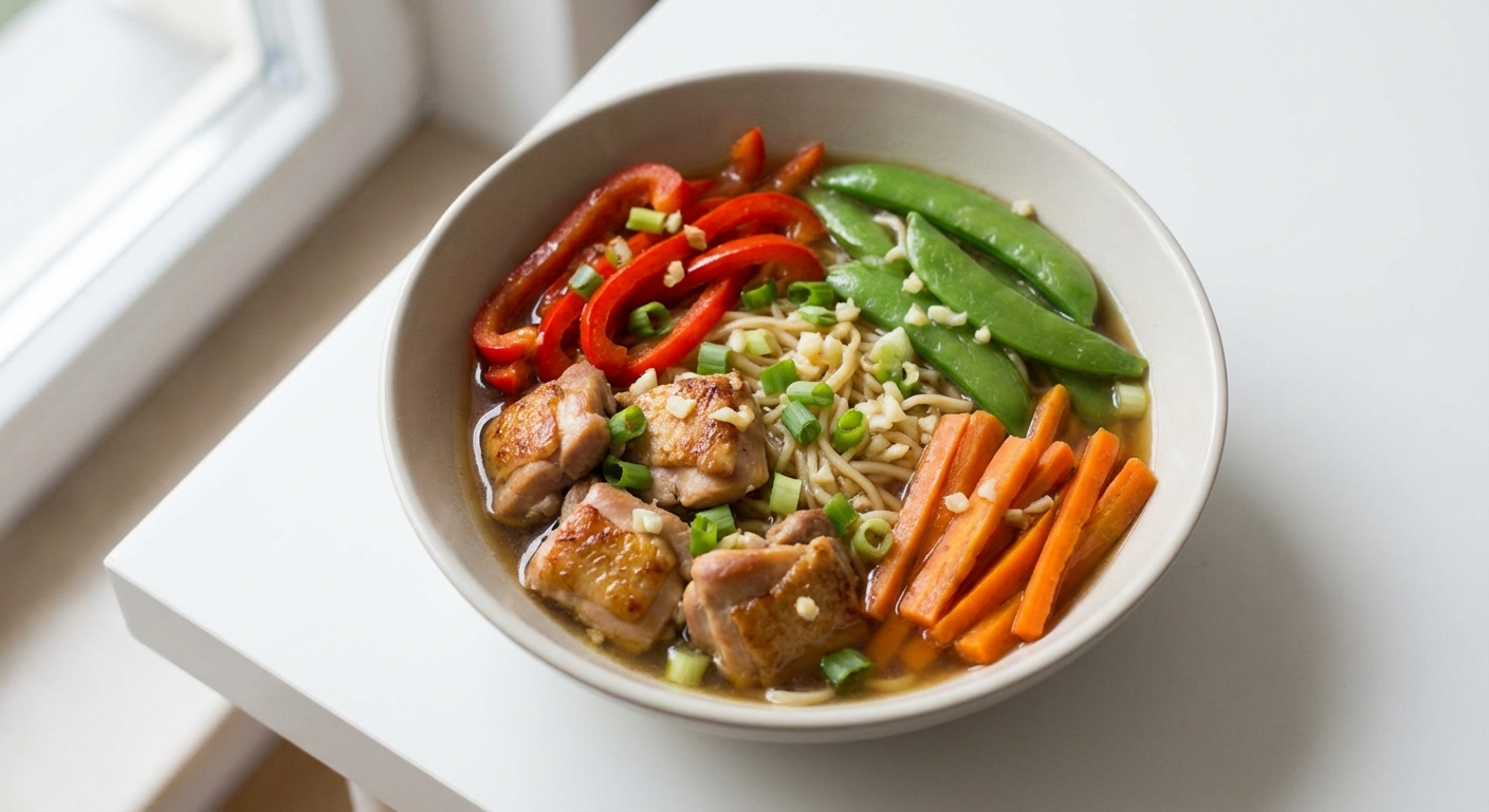 Ramen z Kurczakiem, Miodem i Warzywami