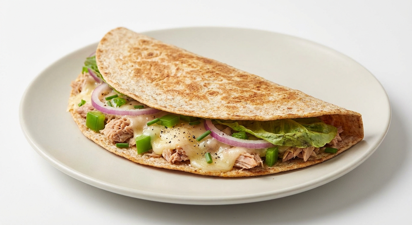 Quesadilla z tuńczykiem, cebulą i papryką