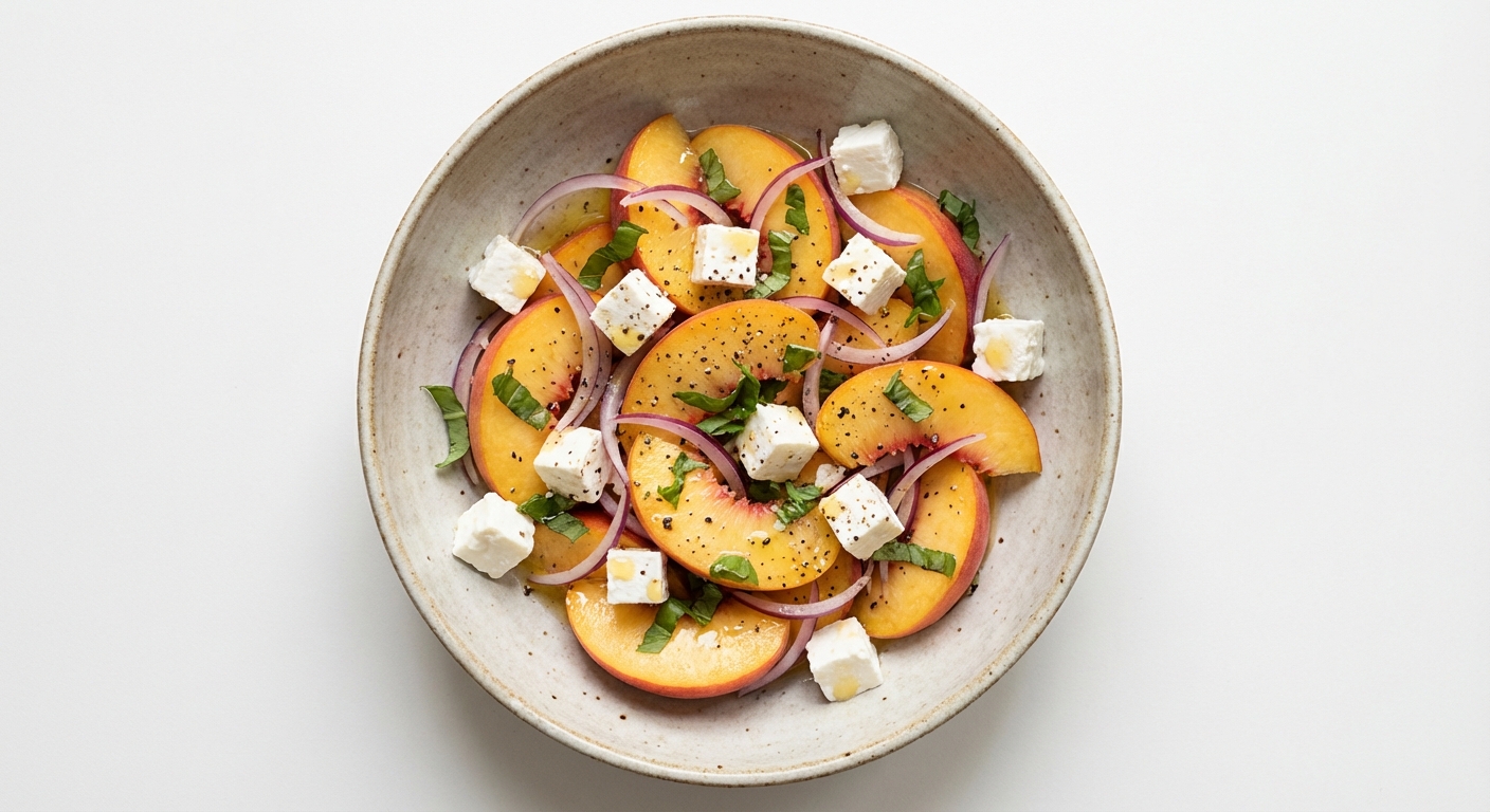 Sałatka z Brzoskwini, Twarogu i Bazylii