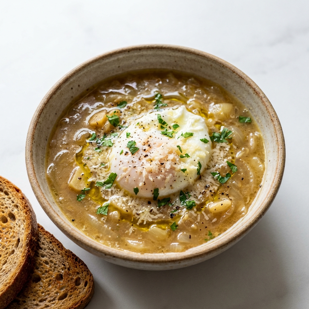 Czosnkowa Zupa z Jajkiem i Parmezanem