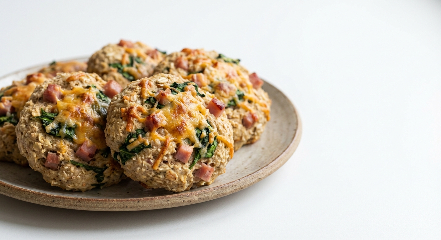 Owsiane Bułeczki ze Szpinakiem i Szynką