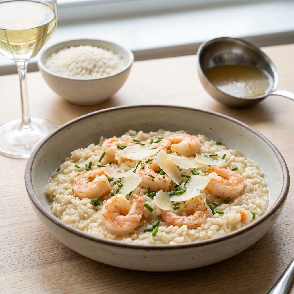 Risotto z Krewetkami, Parmezanem i Szczypiorkiem