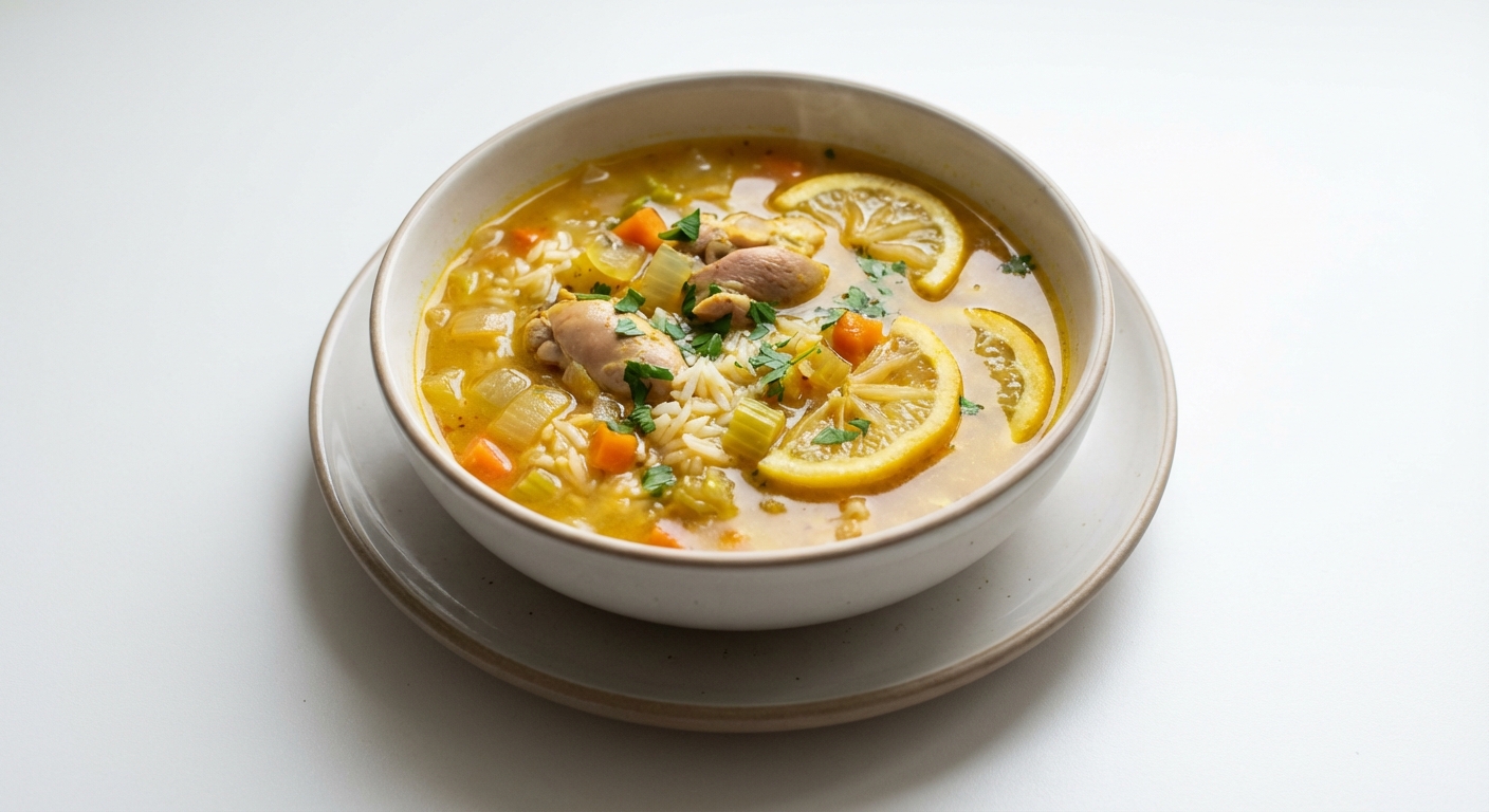 Rozgrzewająca zupa z kurczaka, ryżu i cytryny