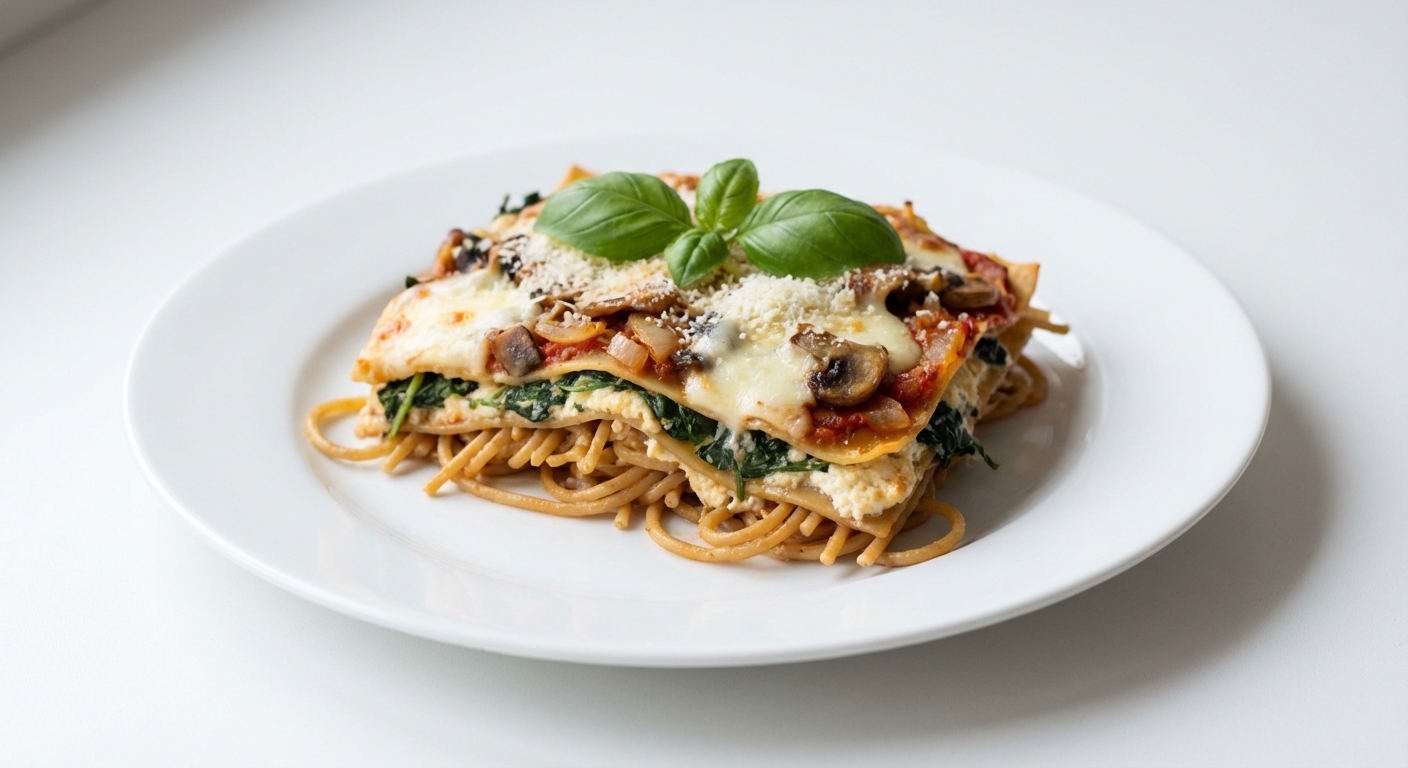 Lasagne ze Szpinakiem, Pieczarkami i Ricottą