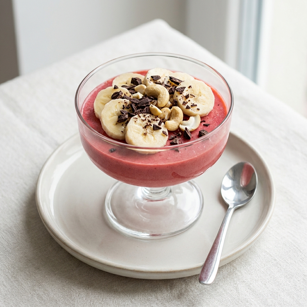 Twarogowy deser z galaretką i bananem