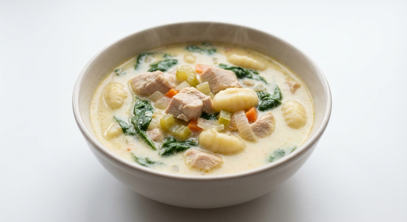 Zupa Kurczak Gnocchi ze Szpinakiem