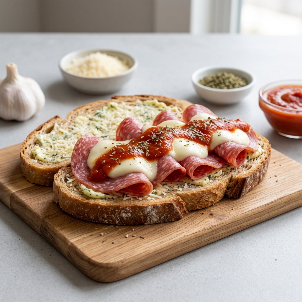 Razowa Kanapka z Salami, Mozzarellą i Parmezanem