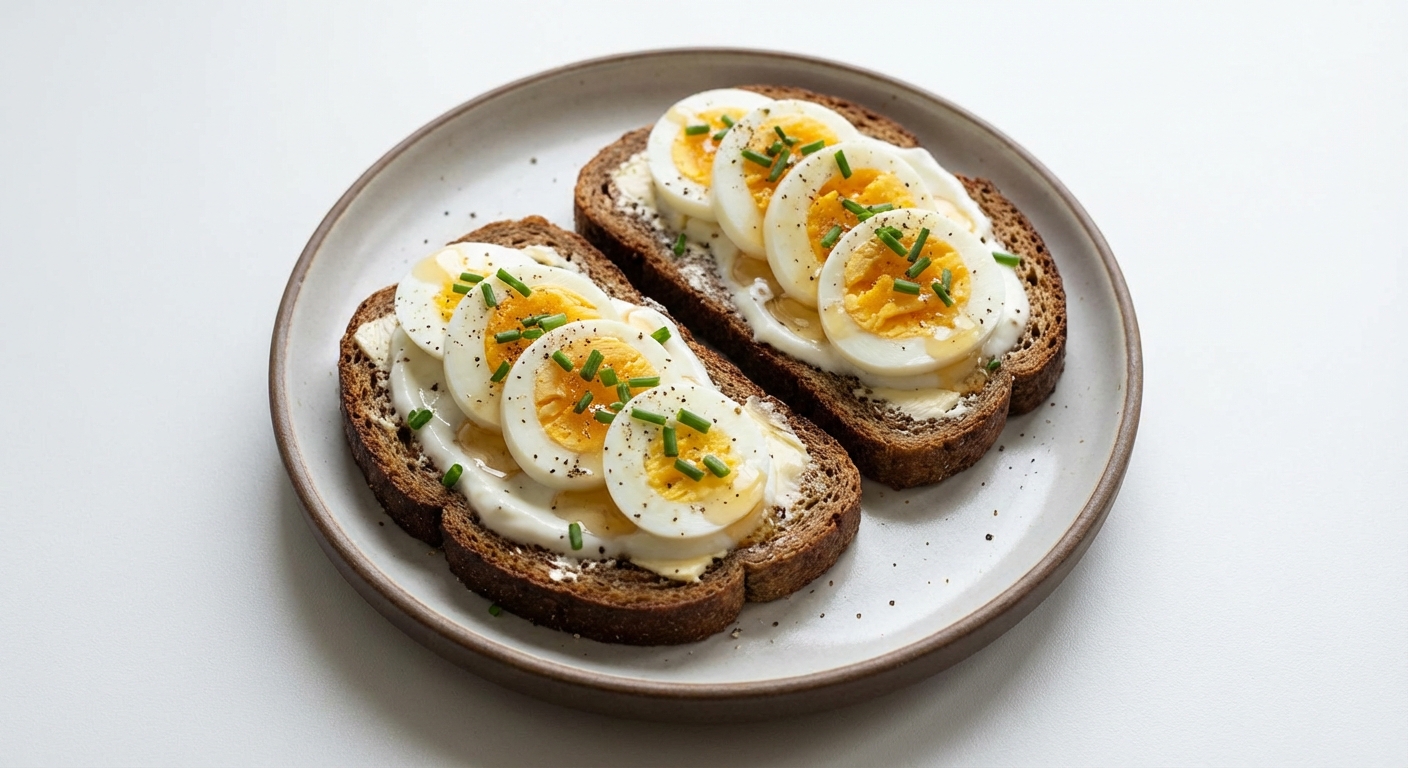 Razowa Kanapka z Jajkiem, Miodem i Szczypiorkiem