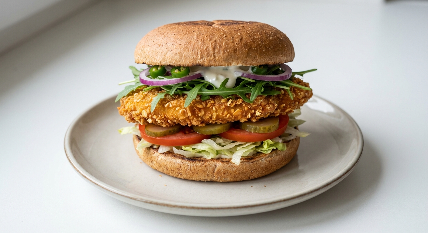 Chrupiący Burger z Kurczakiem w Maślance