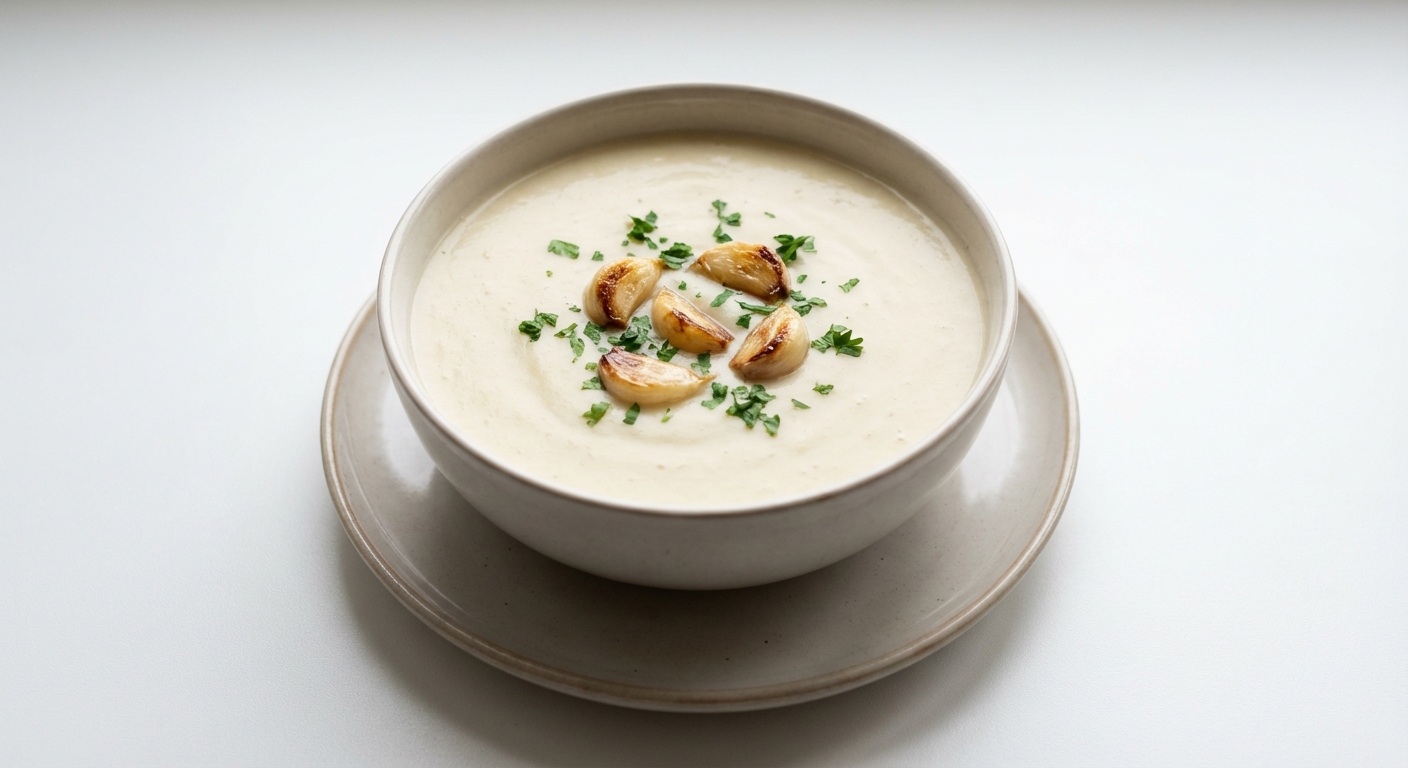 Kremowa Zupa Ziemniaczana z Pieczonym Czosnkiem
