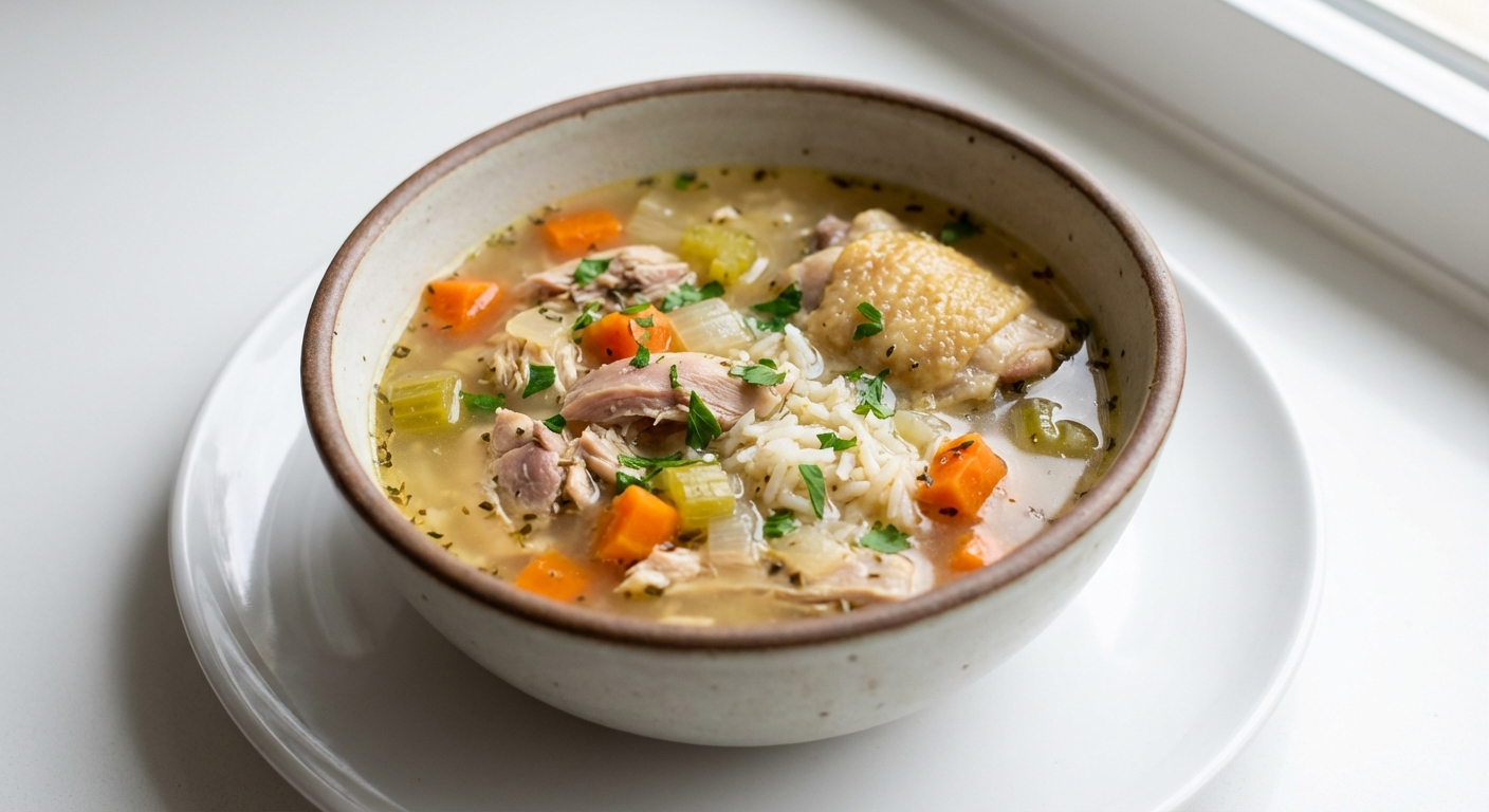 Rozgrzewająca zupa z kurczaka i ryżu