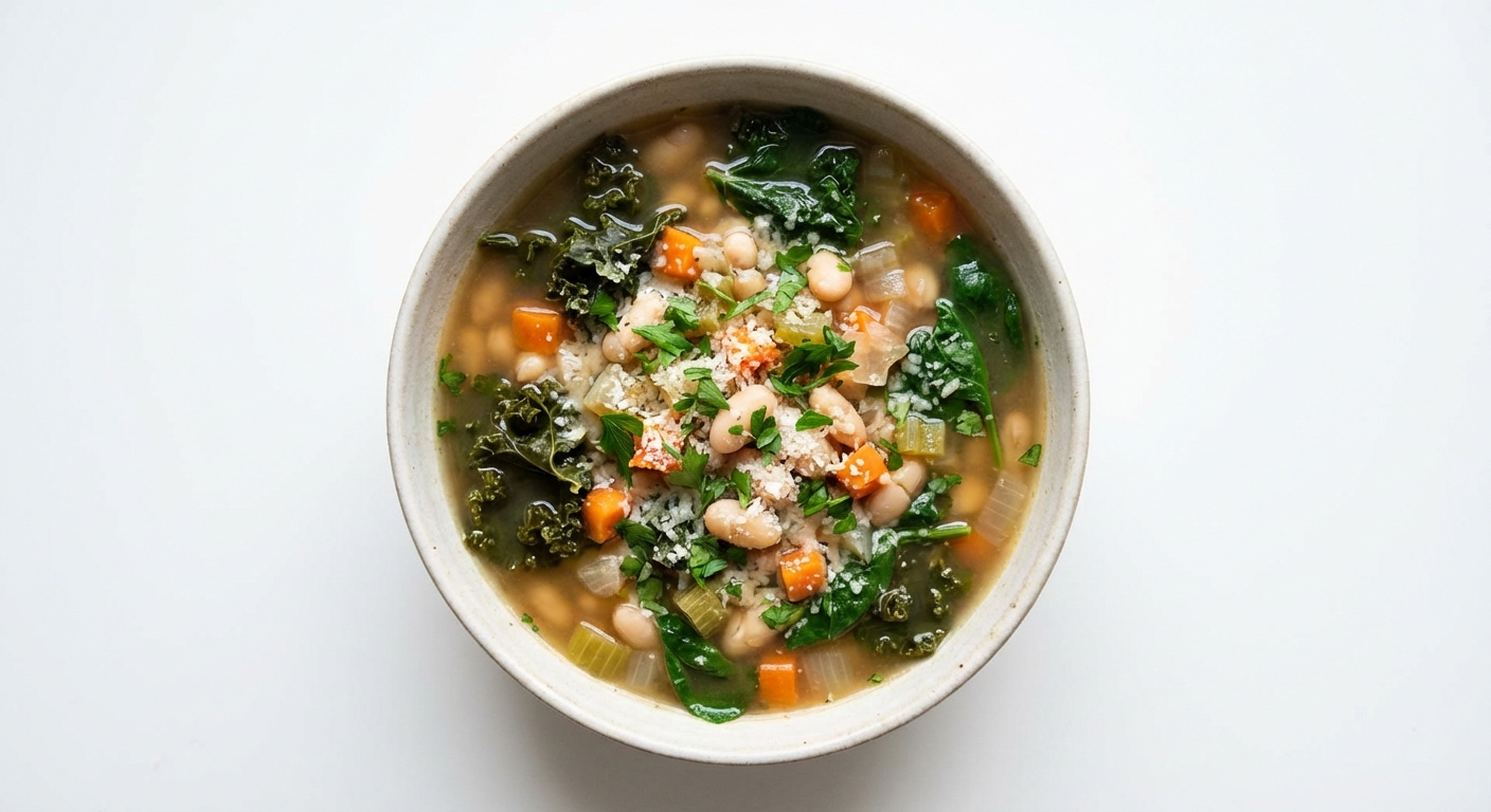 Ziołowa Zupa z Fasolą i Pecorino