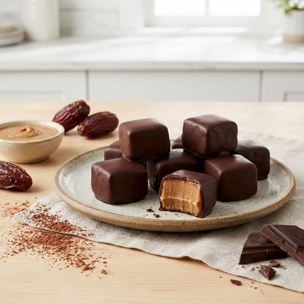 Daktylowe karmelki w gorzkiej czekoladzie