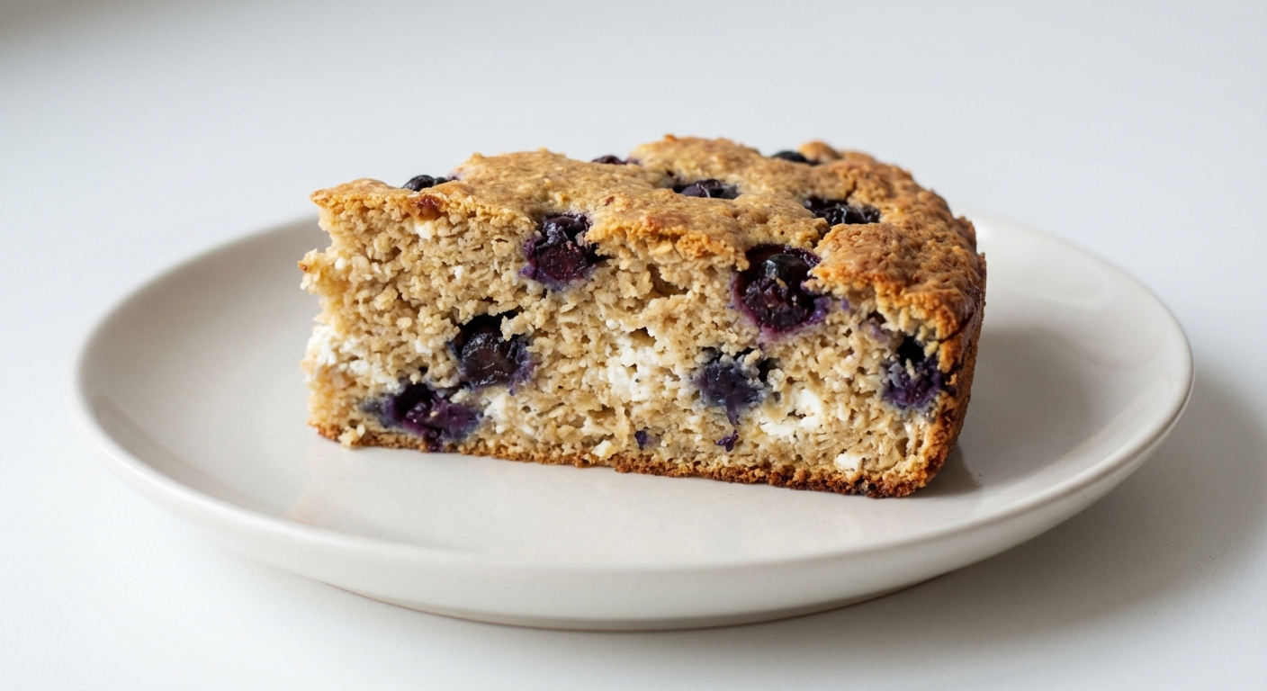 Owsiane ciasto z borówkami i serkiem