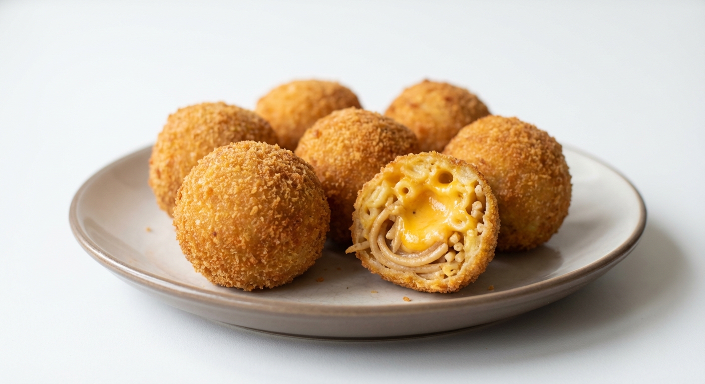 Smażone Kulki z Makaronu i Cheddara