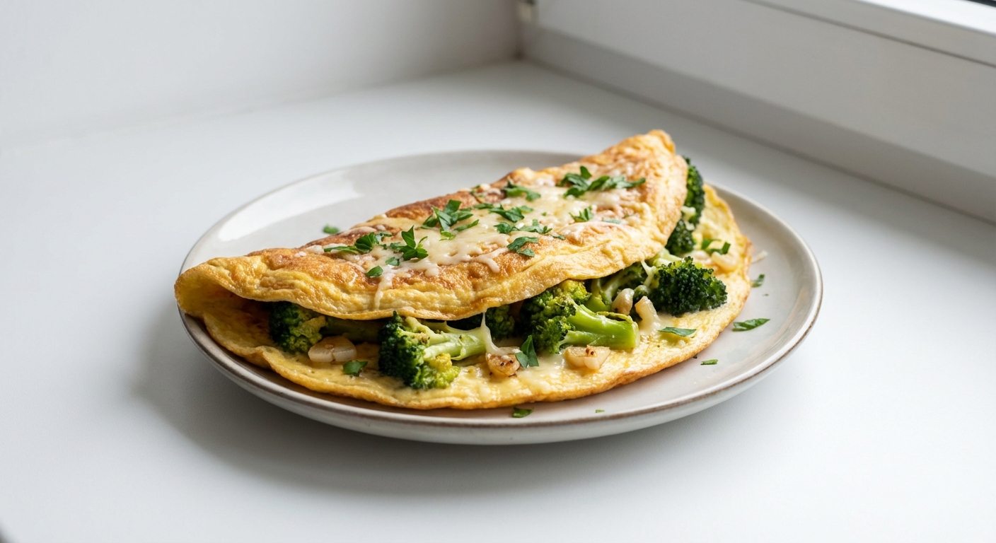 Omlet z Brokułami, Czosnkiem i Parmezanem