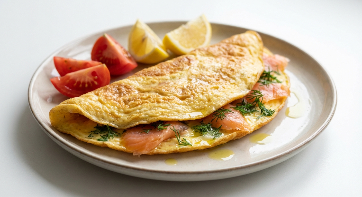 Omlet z Łososiem, Koperkiem i Cytryną