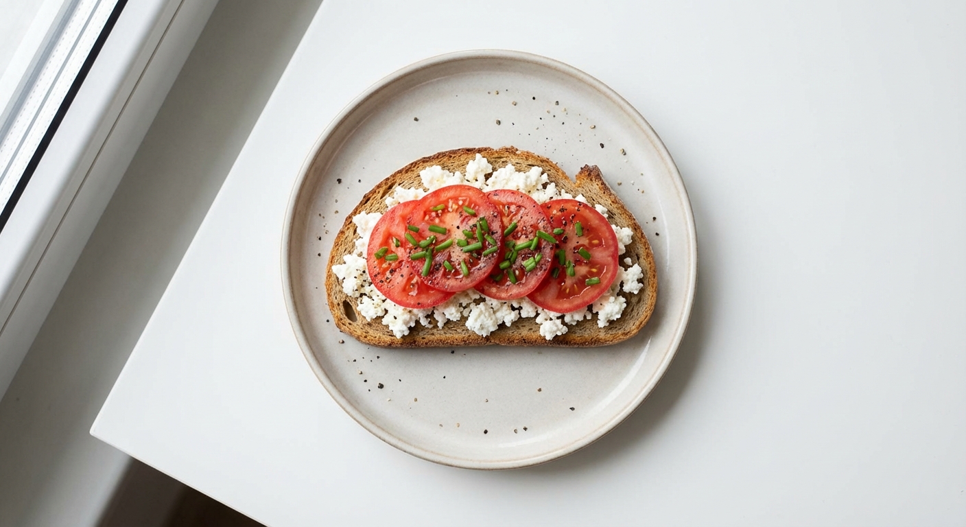 Żytni Tost z Twarogiem i Pomidorem
