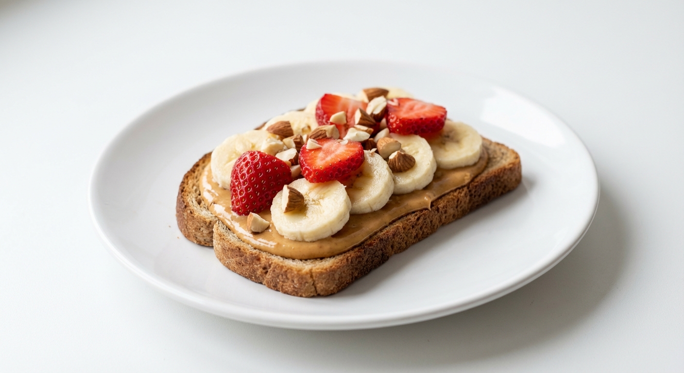 Żytni tost z bananem i truskawkami