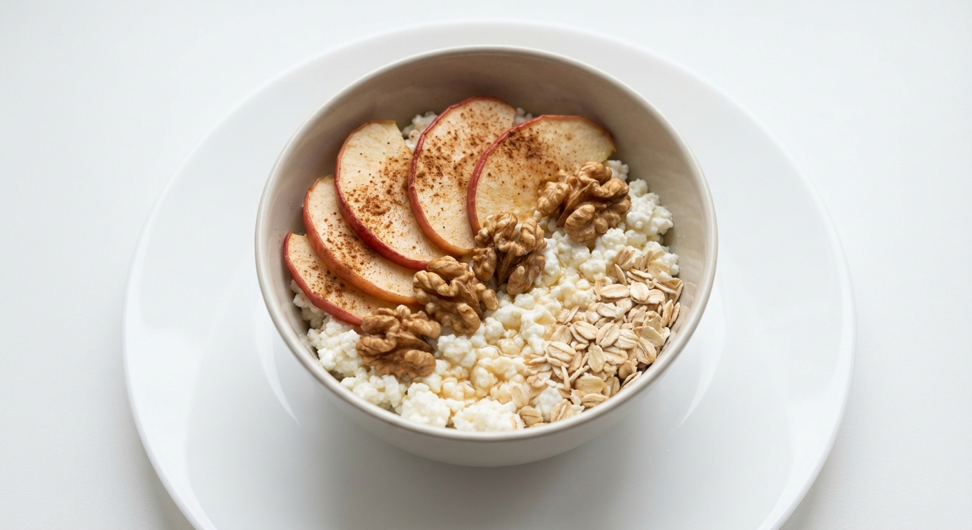 Serek wiejski z jabłkiem, orzechami i miodem