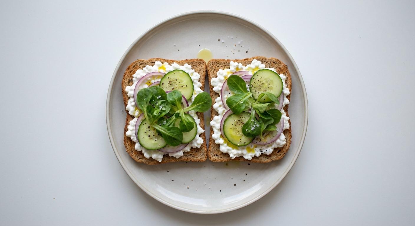 Tosty z serkiem, cebulą i ogórkiem