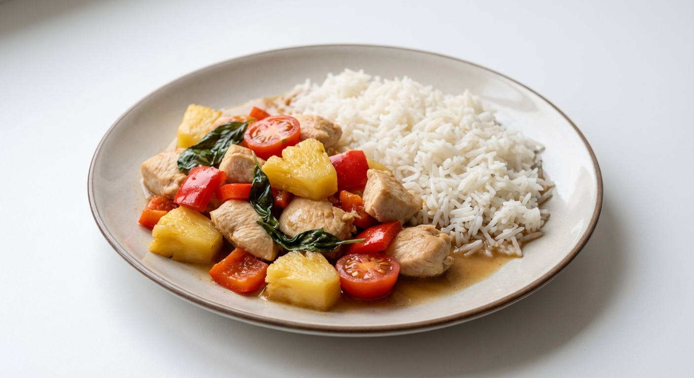 Kurczak z Ananasem, Miodem i Ryżem